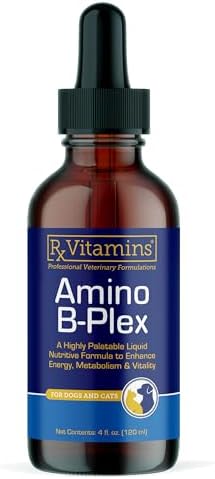 Rx Vitamins Amino B Plex Cat & Dog Supplement - Vitamin B Complex Liquid Plus Amino Acids for Dogs & Cats - Appetite Booster and Weight Gainer Cat & Dog Vitamins - 4 oz