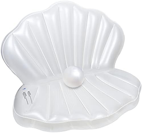 Zcaukya Inflatable Seashell Pool Float, 45.2 Inch Giant Clam Air-Filled Toys with Pearl Ball for Kids Birthday Party Swimming Pool Summer Beach Party Mermaid Ocean Theme Party Decor