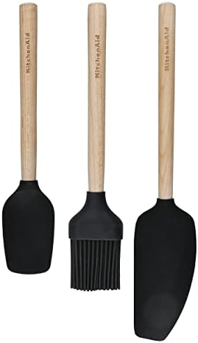 KitchenAid Silicone Tipped Bamboo Baking Utensils (3 Piece Set), Safe on All Cookware, KQG654OHBBE, DX333
