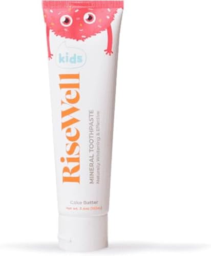 RiseWell Kids Mineral Toothpaste - Hydroxyapatite Kids Toothpaste - Safe to Swallow, No Added Fluoride and All Natural - Cake Batter Flavor, 3.4 Oz