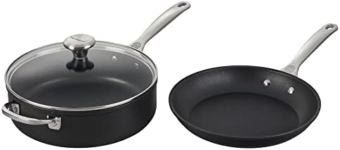 Le Creuset Toughened Nonstick PRO Cookware Set, 3 pc. (10" Fry Pan, 4.25 qt. Saute Pan with Lid),Gray
