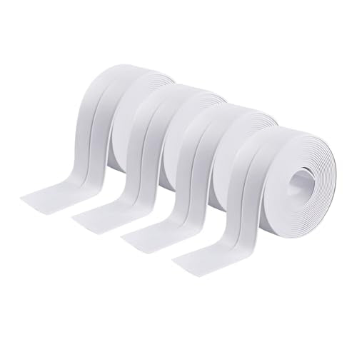 Caulk Tape Self Adhesive, 4 Rolls Waterproof Toilet Caulk Strip, Toilet Sealer Around Toilet Base, Traditional Caulking Replacement, Caulking Tape for Bathroom, Bathtub, Floor Wall Edge Protector