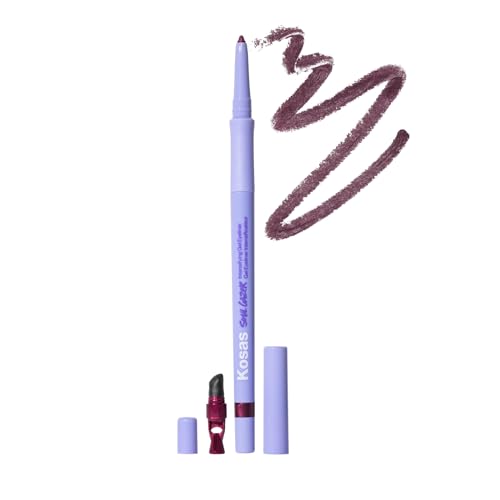 Kosas Soulgazer Gel Eyeliner (Bewitch) - Waterproof, Smudge-Proof Pen with Hyaluronic Acid - Retractable Eyeliner Pencil with Sharpener & Smudger, Long-Lasting - Night Violet Satin