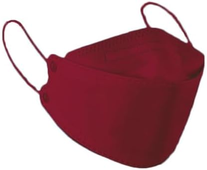 Rmaytiked 100Pcs 4-Ply KF94 Burgundy Face Masks Breathable 3D Mouth Shields Filter