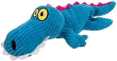 TrustyPup Silent Squeak Gator Plush Chew Guard Dog Toy with Ultrasonic Squeaker, Blue, Large