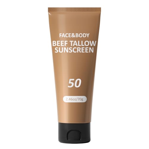 Tallow Sunscreen, Beef Tallow for Skin, Organic Beef Tallow Sunscreen, Unscented Grass-Fed Beef Tallow Natural Moisturizing Cream for All Skin Type Deep Hydration Non Greasy Anti White Cast