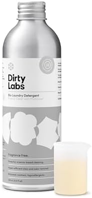 Dirty Labs | Scent Free | Bio-Liquid Laundry Detergent | 32 Loads (8.6 fl oz) | Hyper-Concentrated | High Efficiency & Standard Machine Washing | Nontoxic, Biodegradable | Stain & Odor Removal