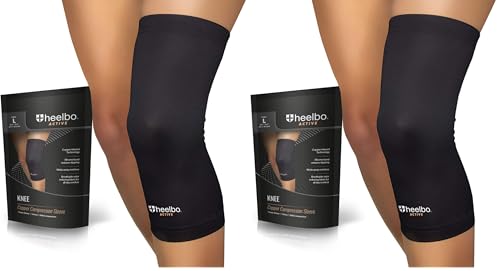 Knee Compression Sleeve with Copper Infused Fibers and Breathable Fabric for Knee Pain Relief, Knee Support, Sore Muscles and Joints for Running, Jogging, Hiking or Arthritis, Black, Large