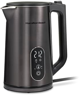 Hamilton Beach Digital Temperature Control Electric Tea Kettle, Hot Water Boiler & Heater 1.7L, 5 Preset Modes + Keep Warm, Fast Boil 1500 Watts, BPA Free, Double Wall Construction, Black (40851)