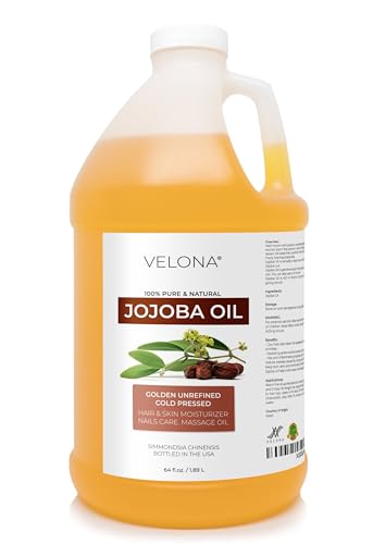 Jojoba Oil - 64 oz | 100% Pure and Natural | Golden, Unrefined, Cold Pressed, Hexane Free | Moisturizing Face, Hair, Body, Skin Care, Stretch Marks, Cuticles