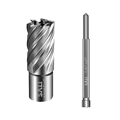 SALI Annular Cutter Diameter 13/16 Inch with Weldon Shank 3/4"(with 2 Flats) Cutting Depth 1" Mag Drill Bit for Magnetic Drill Press HSS Fully Ground Drill with One 1/4"*3" Pilot Pin