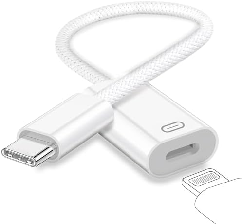 USB C to Lightning Headphone Audio Adapter, Type C Male to Female Lightning Earphone Converter with Charge/Data Transfer, Compatible with iPhone 16/15 Plus/Pro/Max, iPad Pro/Air 6/5/4, MacBook