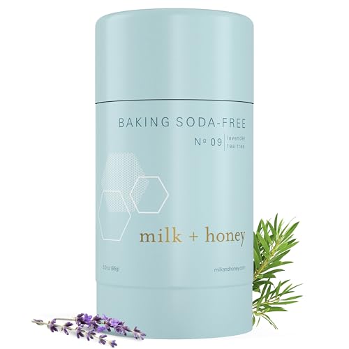 milk + honey Baking Soda Free Deodorant No. 09, Aluminum Free Deodorant for Women and Men, Natural Deodorant with Lavender and Tea Tree Scent, 2.6 Oz