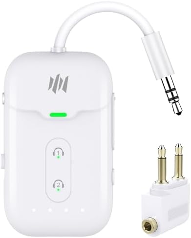 Bluetooth 5.4 Transmitter Receiver,2-in-1 Bluetooth Adapter for Airplane,Bluetooth Transmitter for TV,Gym, Up to 2 AirPods/Headphones,Wireless Audio Adapter with aptX LL for Travel & Home/Car Stereo