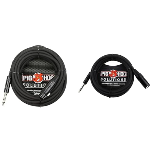 Pig Hog 1/4" TRS to XLR Adaptor Cables Bundle - 20 Ft & 25 Ft Lengths