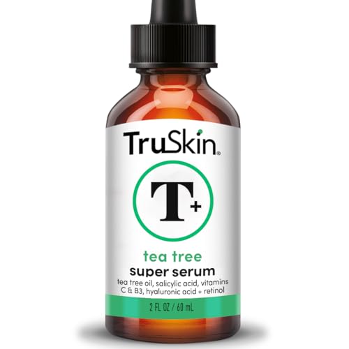TruSkin Tea Tree Oil Acne Treatment for Face – Acne Serum – Improve the Appearance of Pores, Even Skin Tone for Smooth, Glowing Skin with Salicylic Acid, Vitamin C, Niacinamide & Retinol, 2 OZ