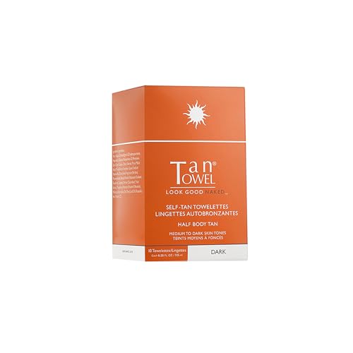 TanTowel Half Body Tan Towelettes - 10 Pack, Dark, 10 Count (Pack of 1)