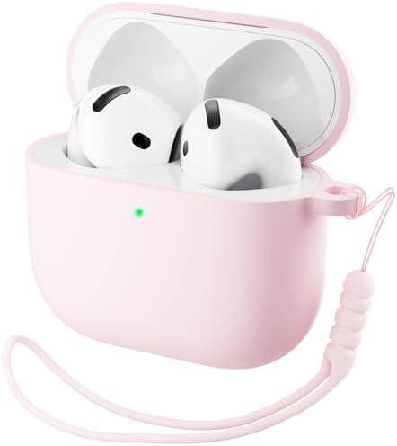 ORNARTO for AirPods 4 Case, Soft Silicone Full Protective Cover with LED Visible, Compatible with AirPods 4th Generation 2024 - Chalk Pink