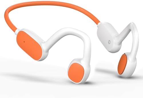 Kids Headphones, Bluetooth 5.2 Air Conduction Open Ear Headphones, 85dB Volume Limiting, Stereo Sound with Mic, IPX5 Waterproof, 20H Playtime, Perfect for School and Outdoor Activities-White