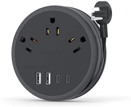 NTONPOWER Flat Plug Extension Cord, 2 USB C Travel Power Strip with 3 Outlets 4 USB Ports, 4ft Flat Extension Cord, Portable Power Strip Mountable for Travel Cruise Ship Essentials Home Black
