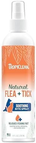 TropiClean Flea and Tick Bite Relief Treatment Spray for Dogs & Cats, Advanced Care Itch Relief Spray, Made in USA, 8oz