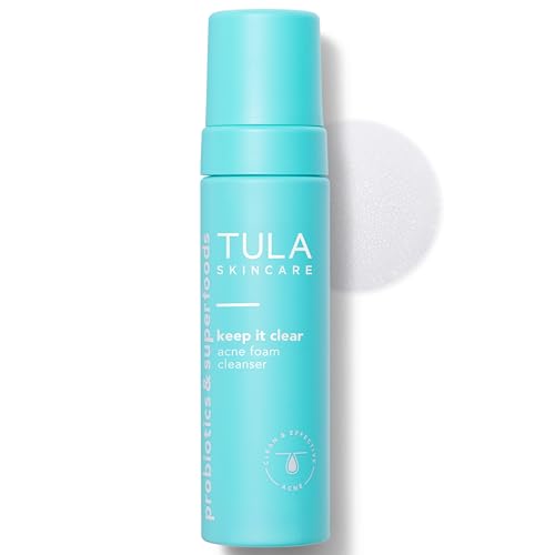 TULA Skin Care Keep It Clear - Acne Foam Cleanser, Contains Salicylic & Azelaic Acid & Probiotics, Clears & Soothes Acne, Brightens Past Blemish Marks, 6.3 fl oz.
