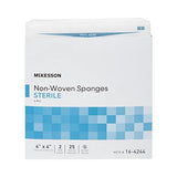 McKesson Non-Woven Sponges, Sterile, 4-Ply, Polyester/Rayon, 4 in x 4 in, 2 per Pack, 50 Packs, 100 Total