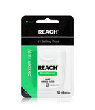 REACH Waxed Dental Floss 6 Pack Bundle, Mint, Plaque Remover, Shred Resistant, Extra Wide Cleaning, Gentle on Gums & Teeth, PFAS-Free, Oral Care, for Adults & Kids, 55yd