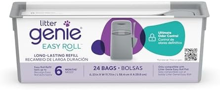 Litter Genie Easy Roll Refill Bags (1-Pack) | Includes a 6-month long lasting roll of 24 Bags | Ultimate Odor Control Cat Litter Bags