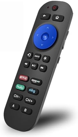 Universal TV Remote Compatible with Roku Player 1 2 3 4 Premiere/+ Express/+ Ultra with 9 More Learning Keys Programmed to Control TV/Soundbar/Receiver
