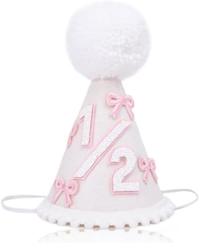 WAOUH Half Birthday Hat - Bow Cake Smash Crown for 6 Month Baby, Mini Photo Prop
