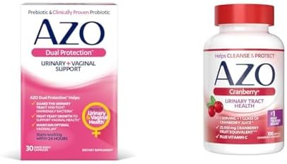 AZO Dual Protection | Urinary + Vaginal Support* | Prebiotic Plus Clinically Proven Women's Probiotic | Starts Working Within 24 Hours | Non-GMO | 30 Count & Cranberry Urinary Tract Health Supplement