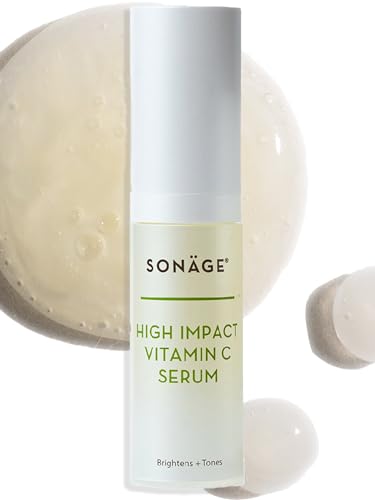 Sonage HIGH IMPACT VITAMIN C SERUM, VITAMIN E & HYALURONIC ACID – Brightening & Hydration, Reduces dark spots, Fine lines, Wrinkles, Anti-aging – Spa-Grade, Vegan, Lightweight Formulation