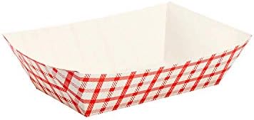 Karat FP-FT300G Food Tray 3 lb - Checkered Red (Case of 500)