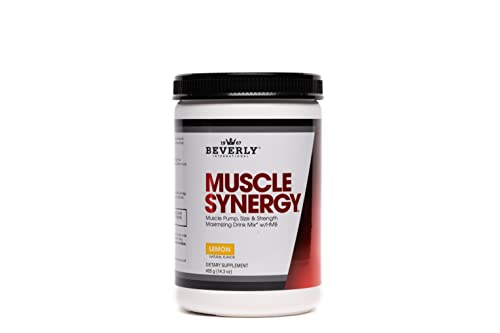 Beverly International Muscle Synergy 405g (Lemon Powder 14.3 oz) Dramatic Muscle Pump, Size & Strength Maximizing Drink Mix w/HMB. L-Arginine, L-Citrulline, Creatine Monohydrate, L-Ornithine