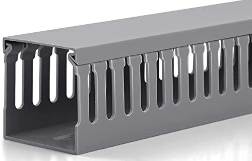 3x3in Cable Raceway, 6.6FT(2xL3.2FT) Large Wire Tray, PVC Cord Hider for Network Cable Management, Wire Raceway Wire Covers for Cords Computer Under Desk, Cord Cover Wall Cable Hider Cable Cover Gray