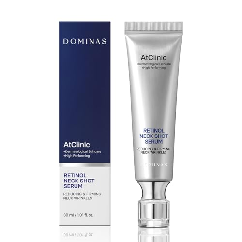 AtClinic Retinol Neck Serum Cream (1fl oz) - Reduce Neck Wrinkles, & Improve Tightening. Korean Skin Care. Vitamin C, Panthenol, Peptide