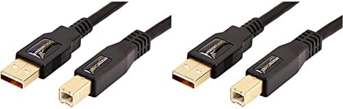 Amazon Basics USB 2.0 Printer Cable - A-Male to B-Male Cord - 6 Feet (1.8 Meters), Black & Basics USB 2.0 Printer Type Cable - A-Male to B-Male - 16 Feet (4.8 Meters)
