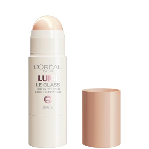 L'Oreal Paris True Match Lumi Le Glass Highlighter Stick, Reflective, Translucent, Glassy Highlighter for Face and Body, 610 Glassy Pearl Eclat, 0.25 Oz