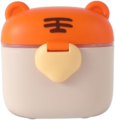 Liname Milk Formula Container - Powdered Milk and Baby Formula Dispenser, Baby-safe BPA-free Travel Food Storage with Strap Handle, Leveling Scraper, Scoop & Compartment - Tiger Design, 230g Capacity