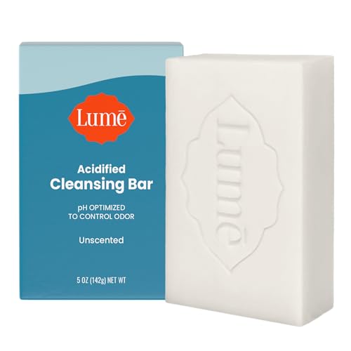 Lume Acidified Body Cleansing Bar - 24 Hour Odor Control - Removes Odor Better than Soap - Moisturizing Formula - Formulated Without SLS or Parabens - OB/GYN Developed - 5 ounce (Unscented)