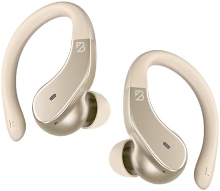 Runner 40 - Secure-Fit Wireless Earbuds for Small Ears, Running Bluetooth Earphones for Women and Men, Gold Deep Bass Wrap Around Earbuds for Small Ear Canals with EarHooks, Light Over The Ear Buds