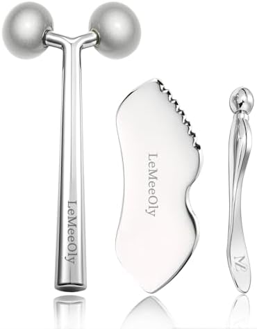 Face Roller Massager Skin & Gua Sha Facial Tools Stainless Steel, Facial Massage Skin Carefor Face Neck Body, Reduce Puffiness Remove Wrinkles, Gift for Women