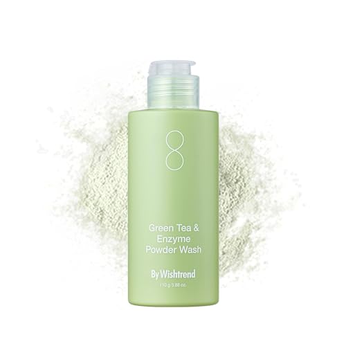 BY WISHTREND] Green Tea & Enzyme Powder Face Wash, All-in-one, Hydrating daily facial cleanser and Gentle exfoliator for pores and blackheads (3.88 Ounce (Pack of 1))