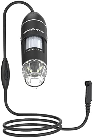 Ulefone uSmart C01 Digital Microscope, HD Inspection Camera 50x-1000x Magnification with Stand, 8 LED Lights 25X-50X Focal Length 60° Visual Angle Micrometer Calibration Ruler For Ulefone Armor Series