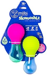 Mobi Skwooshlz Water Squeeze Bulbs - Silicone Baby Bath Toys, Baby Bathtub Toys for Toddlers, Latex & BPA Free, Food Grade Silicon & Easy to Clean - Toddler Ages 1-3 (Pack of 2)