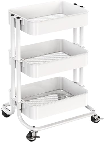 Pipishell 3 Tier Metal Rolling Utility Cart