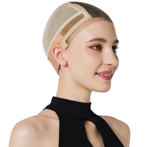 Wig Cap Lace Wig Grip Cap for Keeping Wigs in Place Wig Cap with Grip Band Make Your Wigs Glue Free Non-Slip Wig Caps with Built-in Adjustable Velvet for Women (Nude, S)