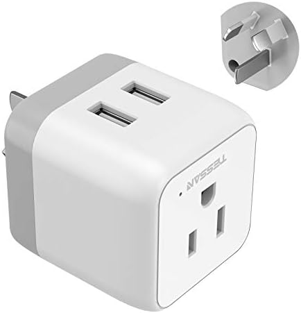 Australia Power Plug Adapter, TESSAN 3 in 1 China New Zealand Travel Plug Adapter with 2 USB Ports, Outlet Adapter for US to Fiji Argentina, Type I