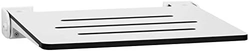 Seachrome 18 inch Silhouette Slimline Folding Wall Mount Shower Bench Seat, White Seat with White Frame